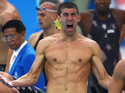 Michael Phelps celebrating in victory