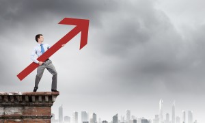Businessman showing direction