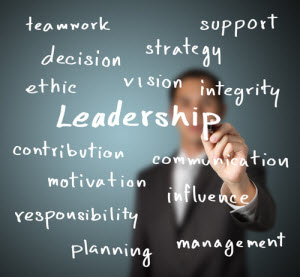 A person writing the traits of leadership