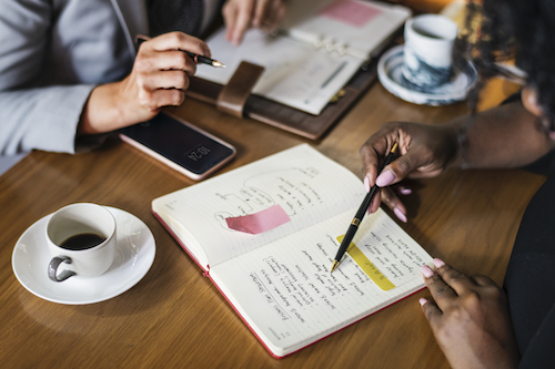 Business partners meeting at a cafe