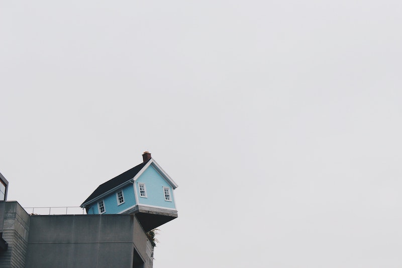House on the edge of a building