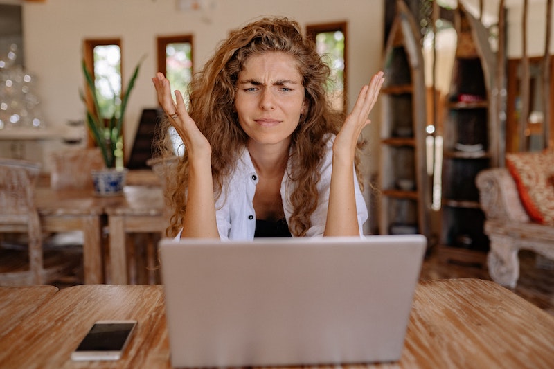 Frustrated woman while working