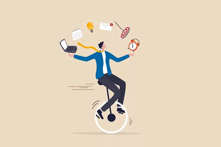 Multitasking: A Person Balancing His Tasks