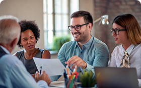 Team discussion during a meeting