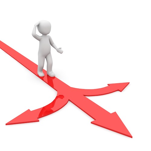 A person at a crossroads