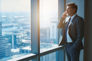 A businessman calling on his cellphone