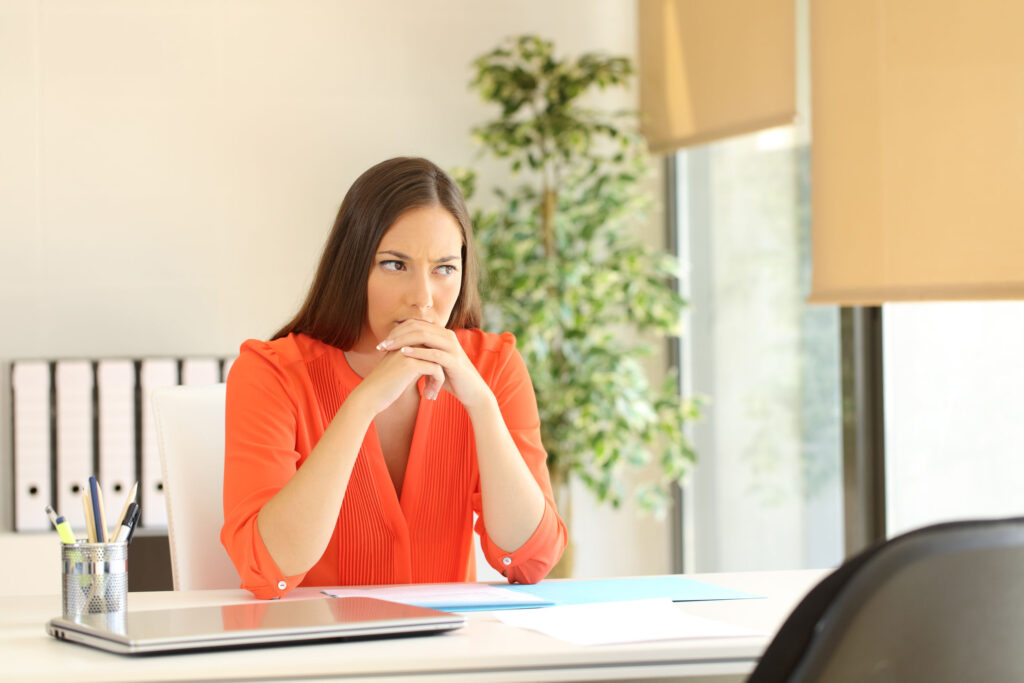 Woman pondering on her thoughts