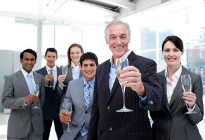 A group of executives raising their glass