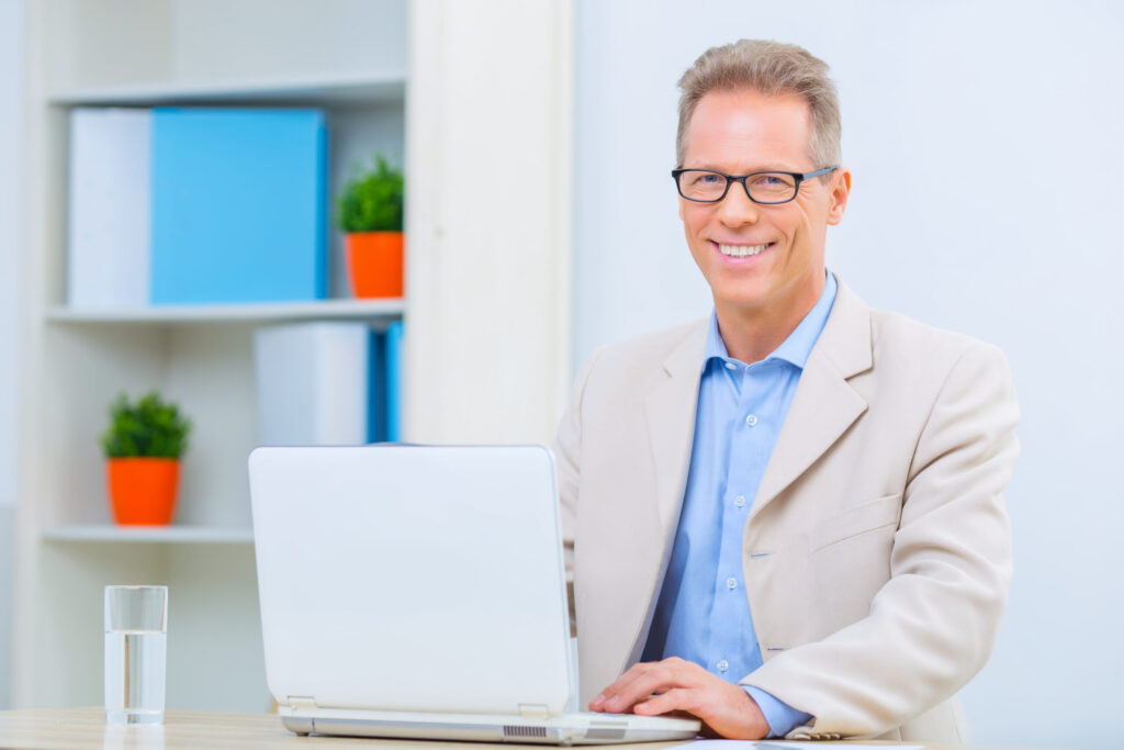 businessman working on laptop