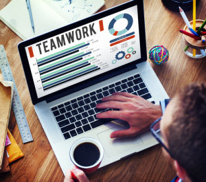 Teamwork chart in laptop