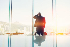 An executive standing up
