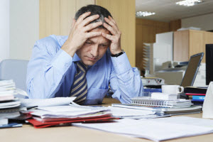 An employee frustrated at his work