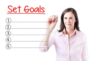 A woman setting her goals
