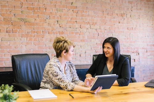 women having conversation