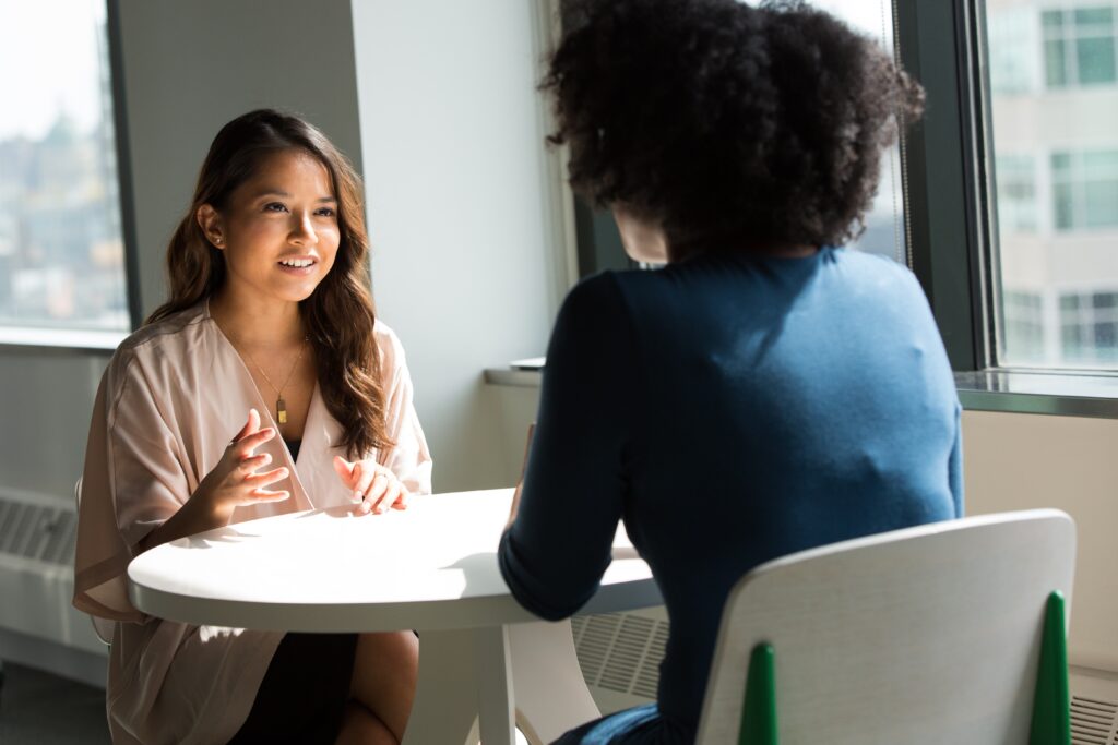 women having conversation
